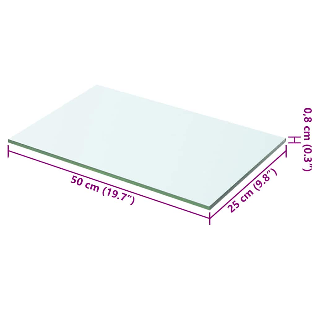 Glass Panel | Clear | Tempered Glass | 50 x 25 cm | Glass Shelf Panel
