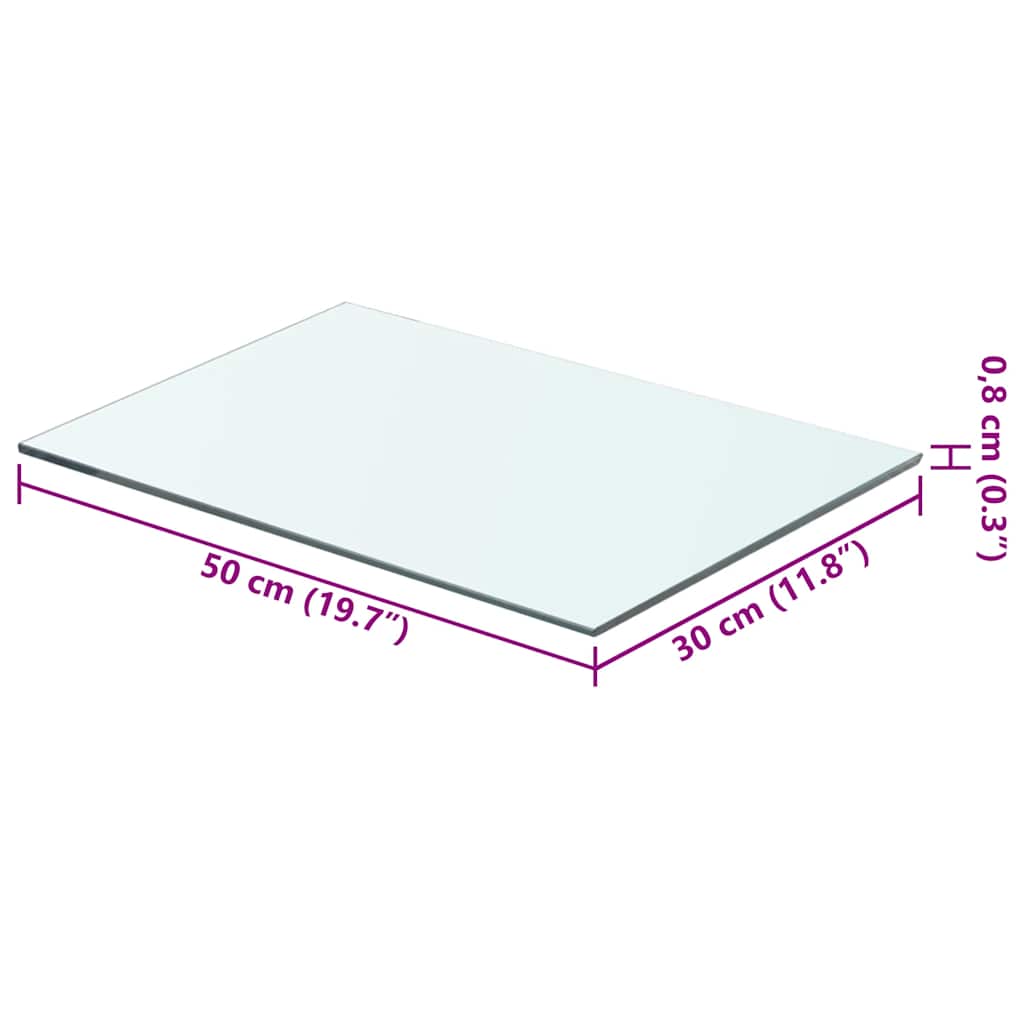 Glass Panel | Clear | Tempered glass | 50 x 30 cm | Durable