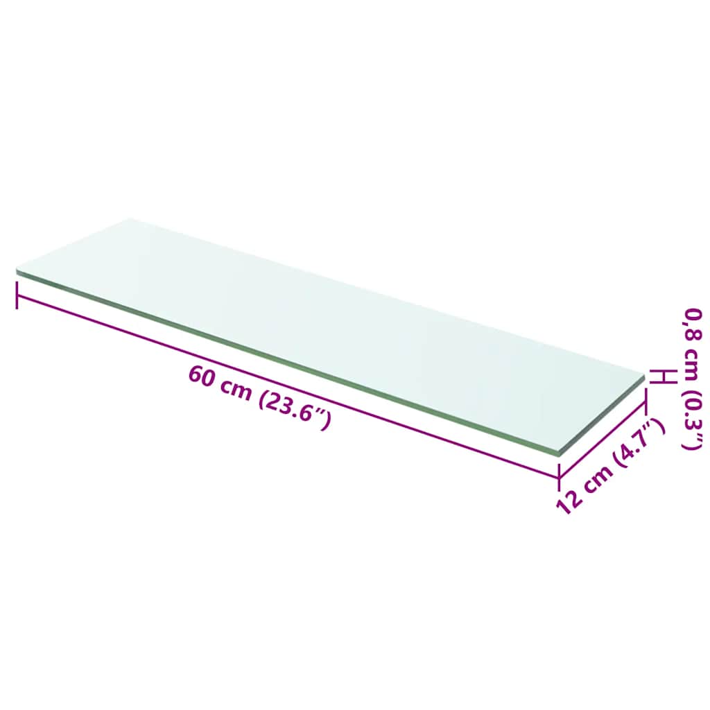 Glass Panel | Clear | Tempered Glass | 60 x 12 cm | Glass Shelf