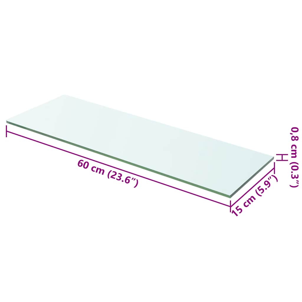 Glass Panel | Clear | Tempered glass | 60x15 cm | Durable | Glass Shelf