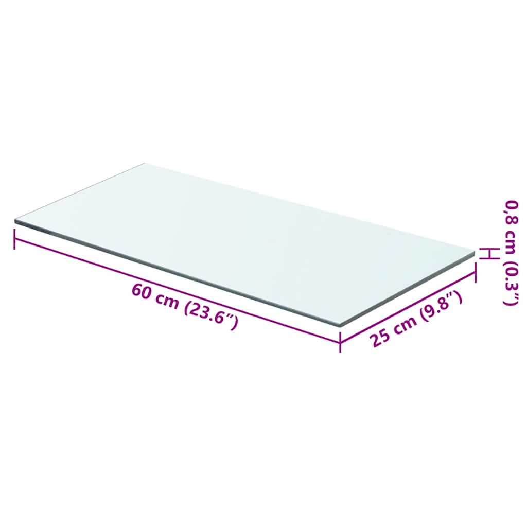 Glass Panel | Clear | Tempered glass | 60x25 cm | Glass surface