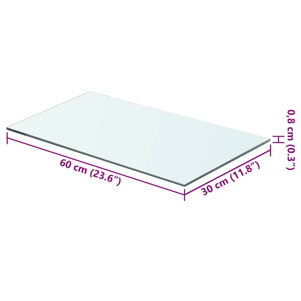 Glass Panel | Clear | Tempered Glass | 60x30 cm | Glass surface