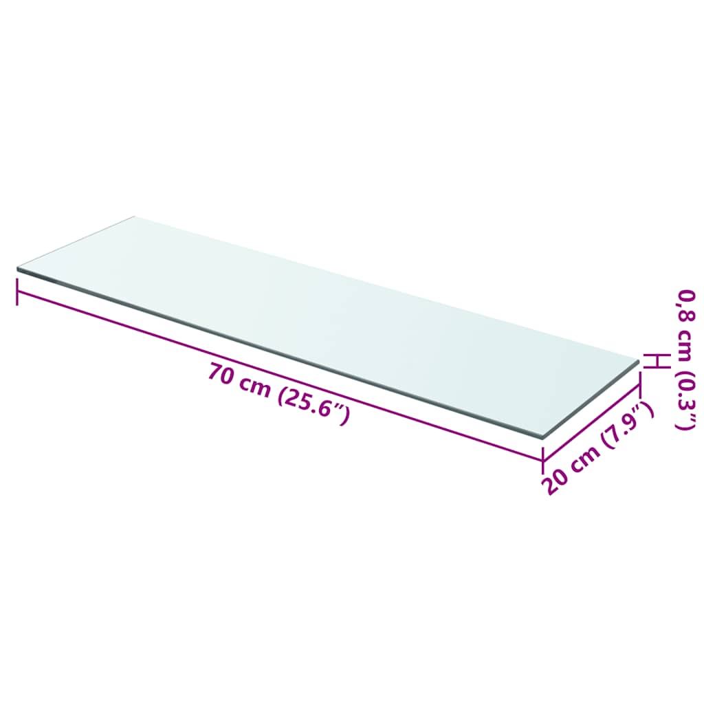 Glass Panel | Clear | Tempered Glass | 70x20 cm | Glass Shelf