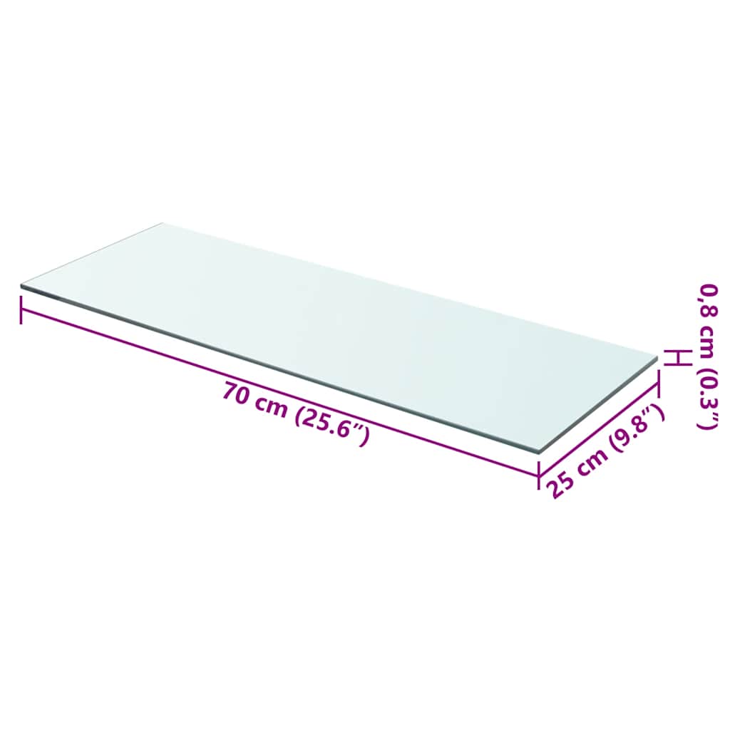 Glass Panel | Clear | Tempered Glass | 70 cm x 25 cm | Glass Shelf