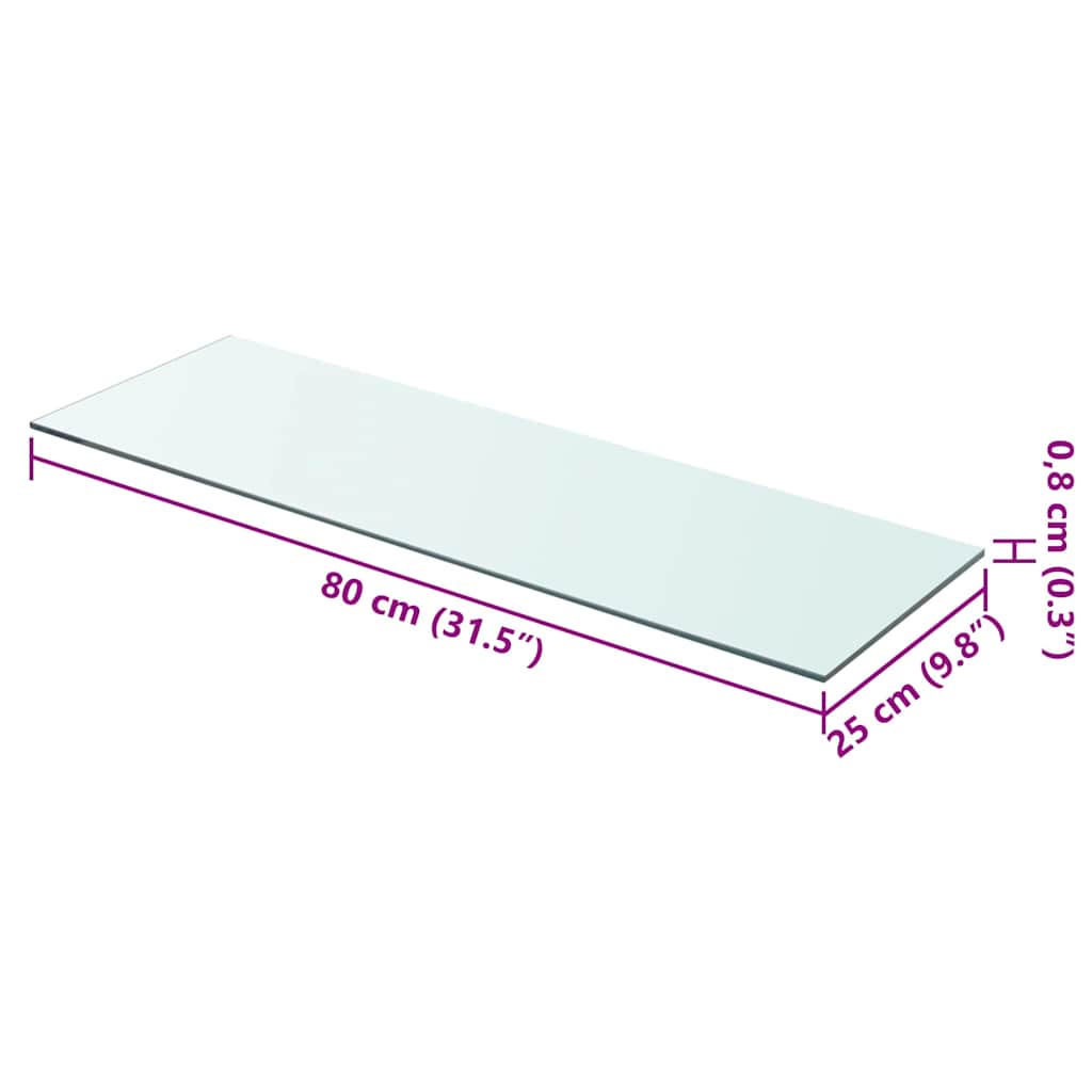 Glass Panel | Clear | Toughened glass | 80 cm long x 25 cm wide | Durable
