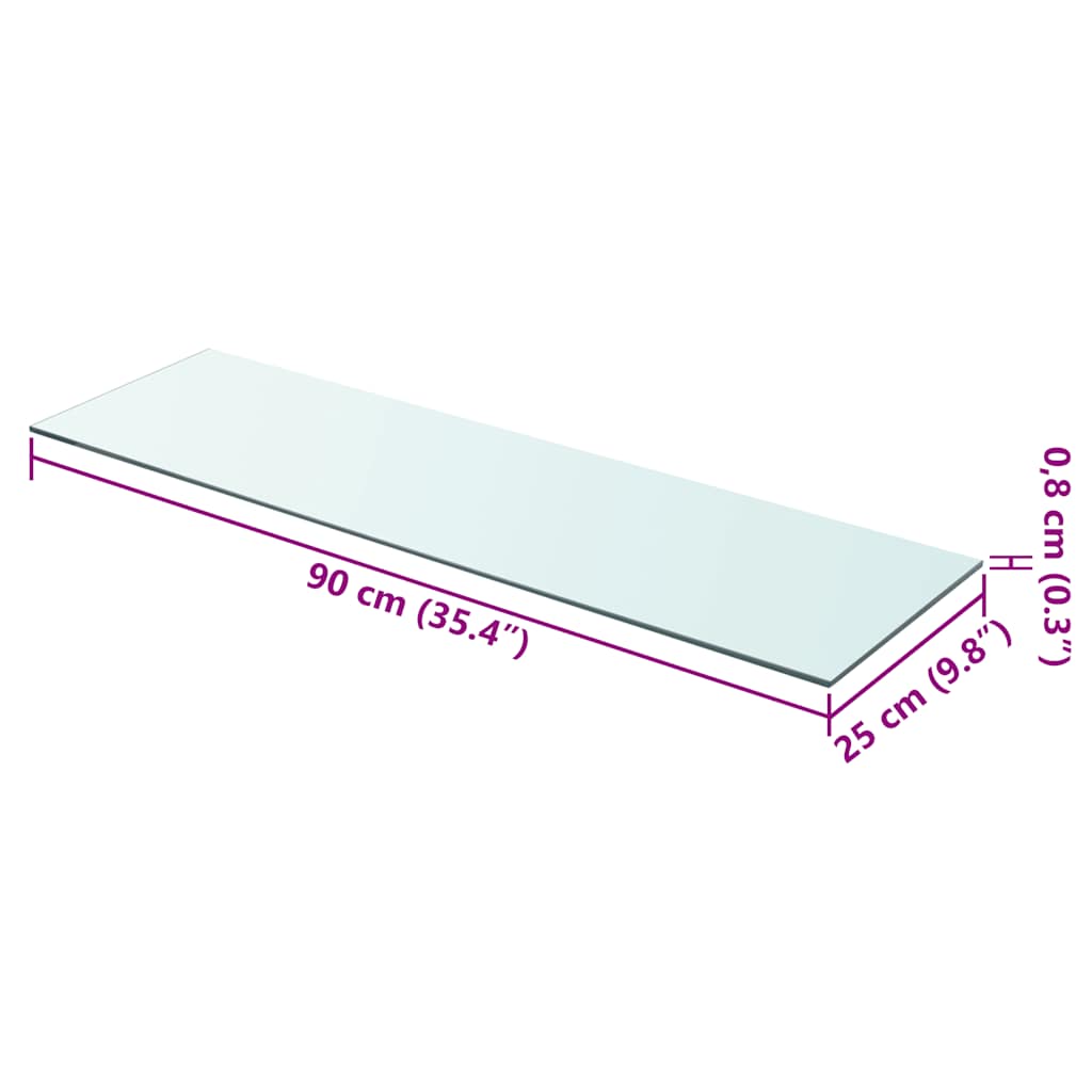 Glass Panel | Clear | Tempered Glass | 90 x 25 cm | Durable