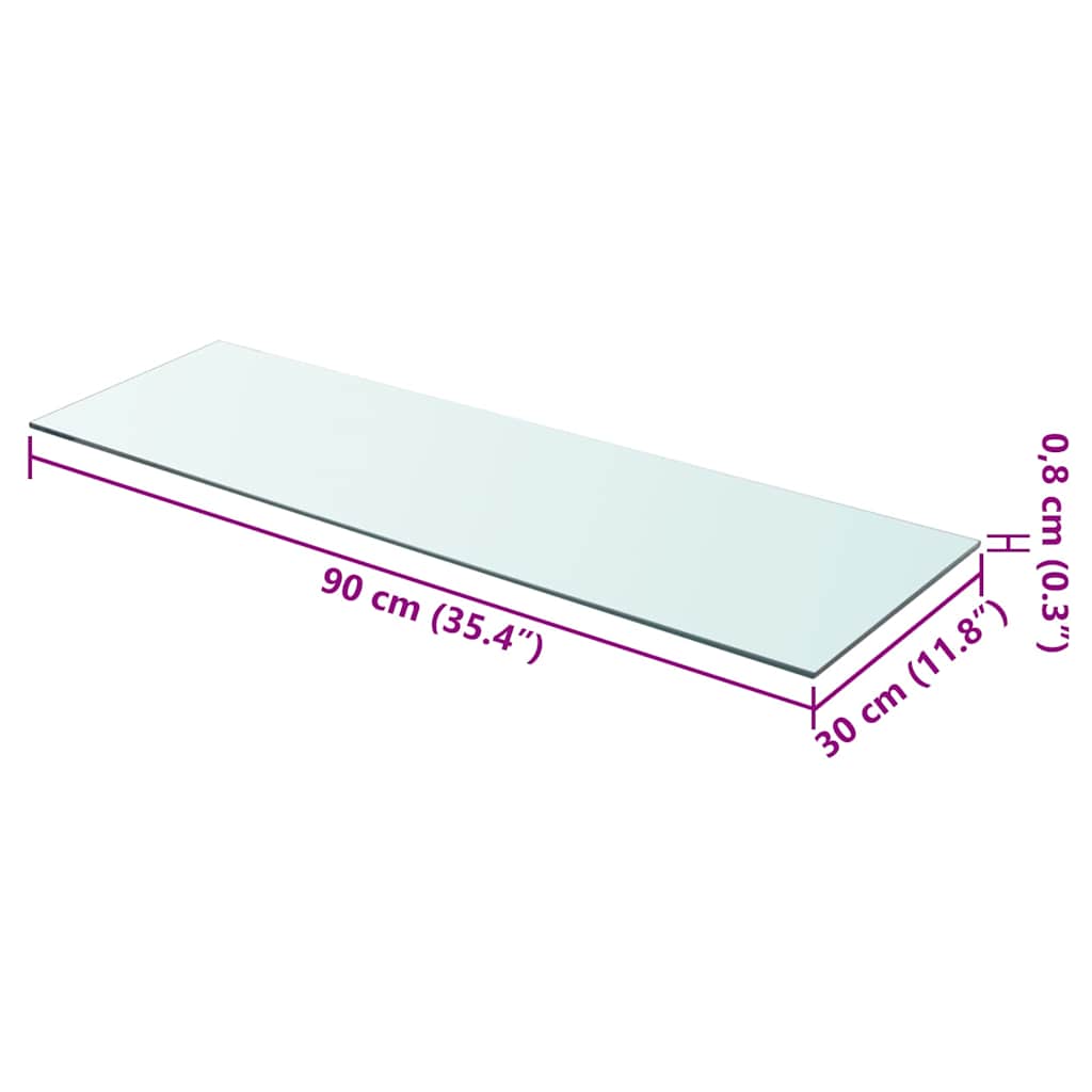 Glass Panel | Clear | Tempered glass | 90 x 30 cm | Glass surface
