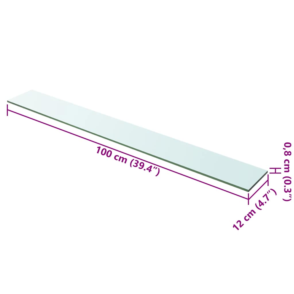 Glass Panel | Clear | Tempered glass | 100 x 12 x 0.8 cm