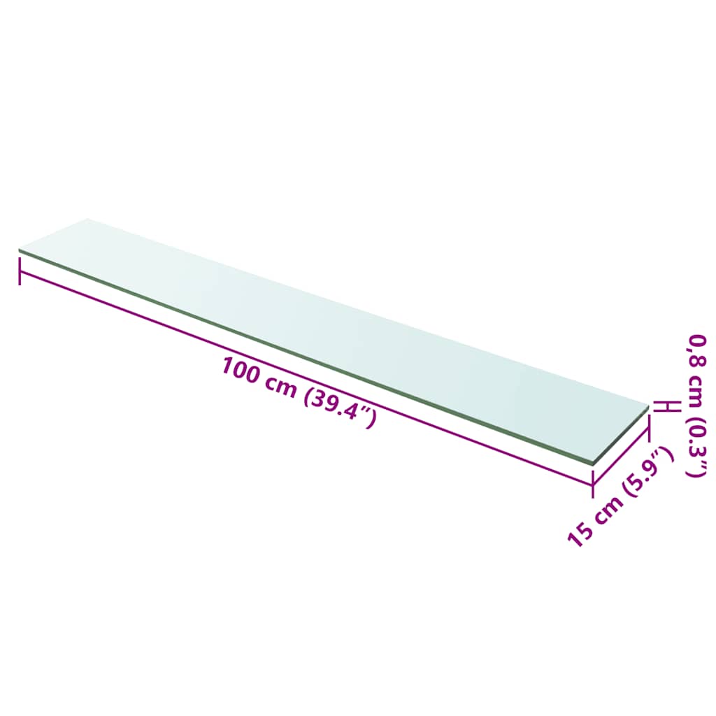 Glass Panel | Clear | Tempered glass | 100x15 cm | Durable