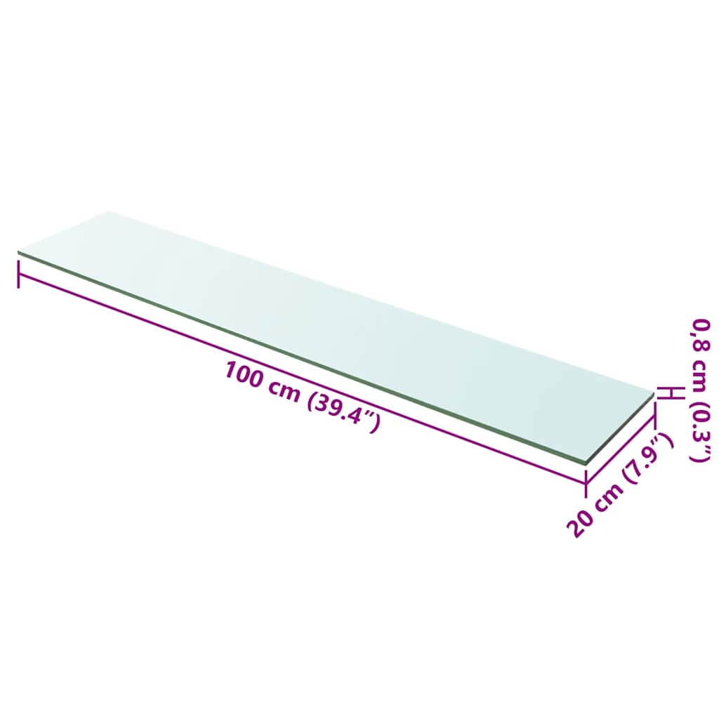 Glass Panel | Clear | Tempered glass | 100 x 20 cm | Durable