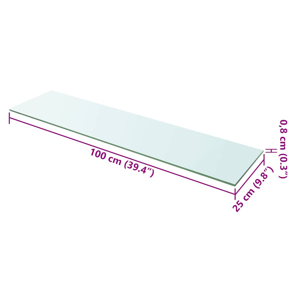 Glass Panel | Clear | Tempered glass | 100 x 25 cm | Durable