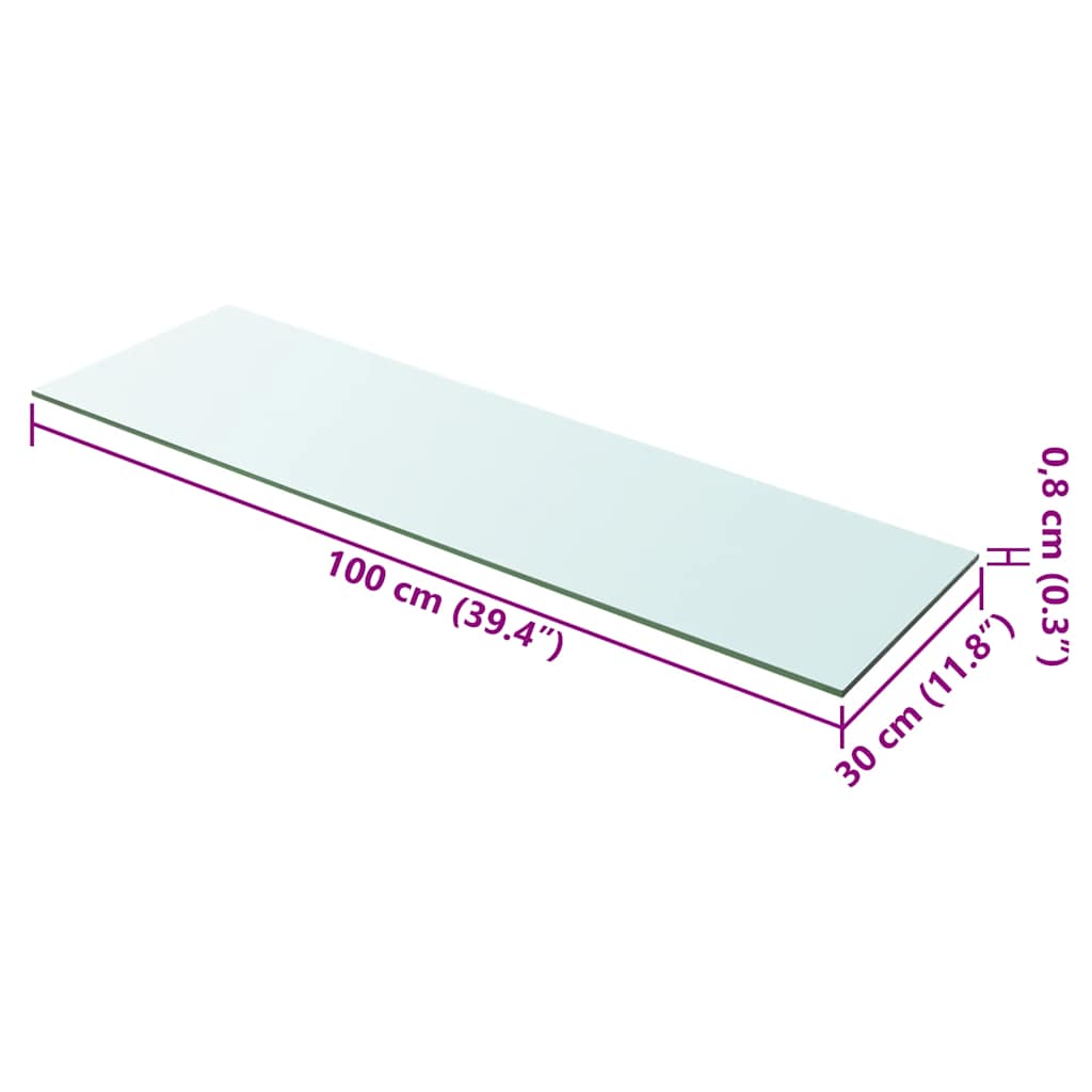 Glass Panel | Clear | Tempered Glass | 100x30 cm | Glass Shelf Panel