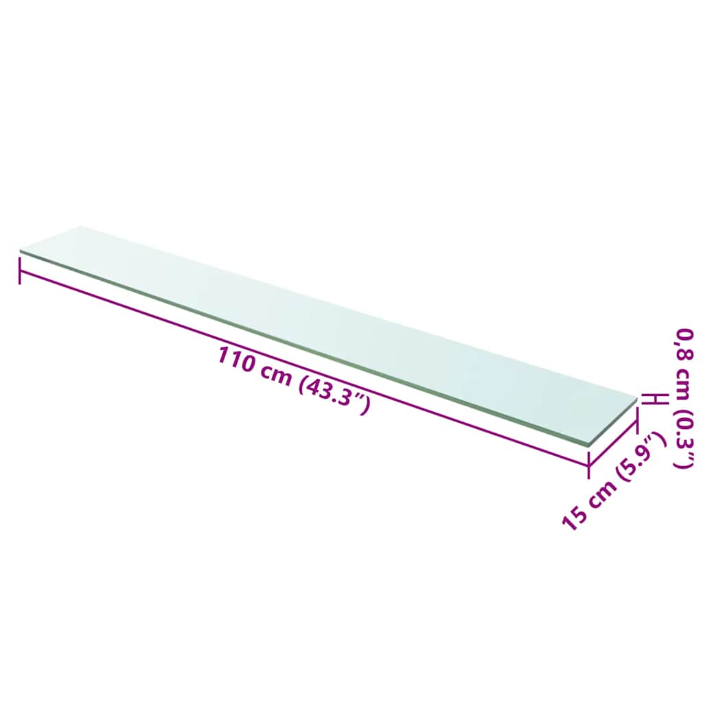 Glass Panel | Clear | Tempered Glass | 110 x 15 cm