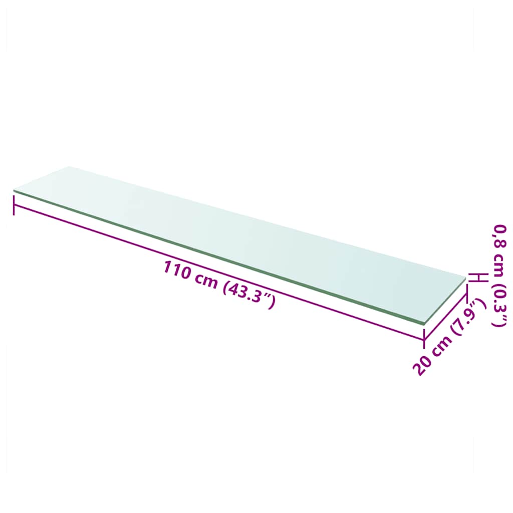 Glass Panel | Clear | Tempered Glass | 110 x 20 cm | Durable