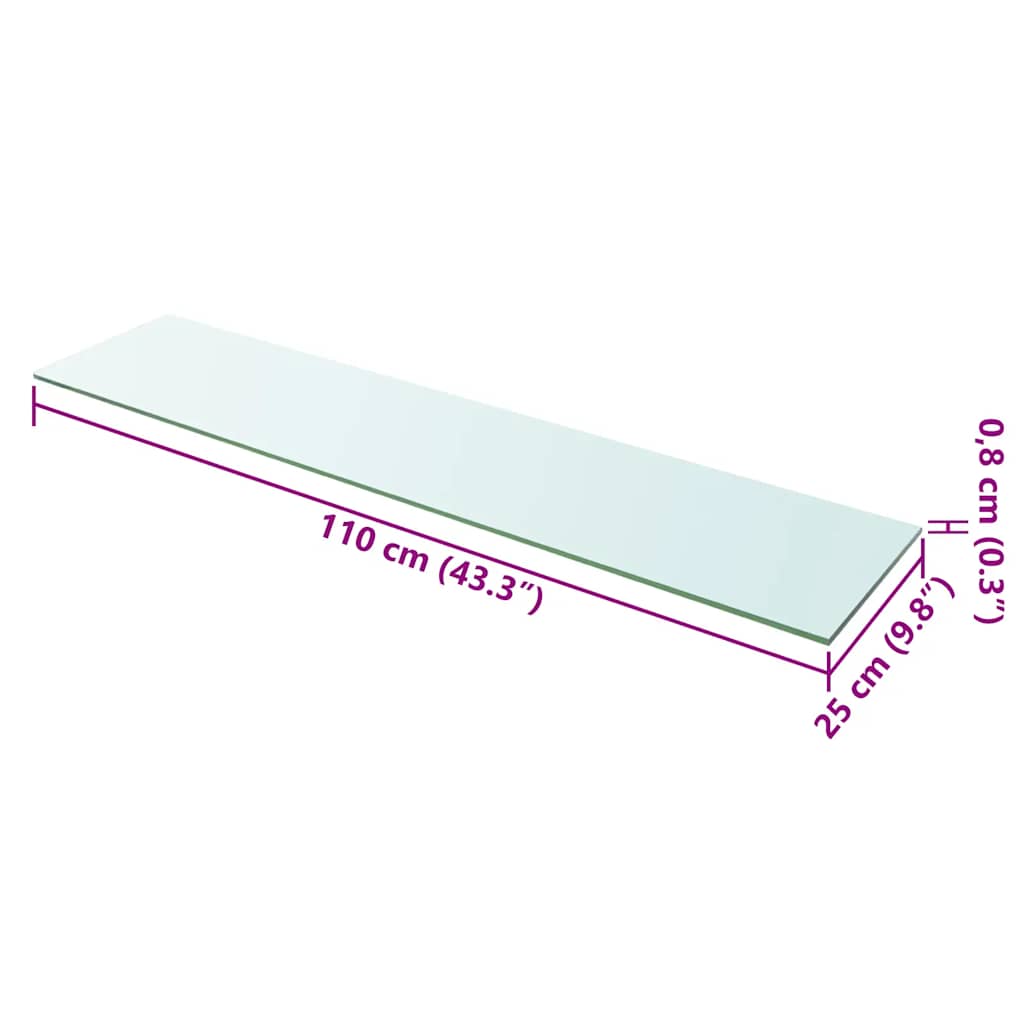 Glass Panel | Clear | Tempered Glass | 110x25 cm | Glass Shelf