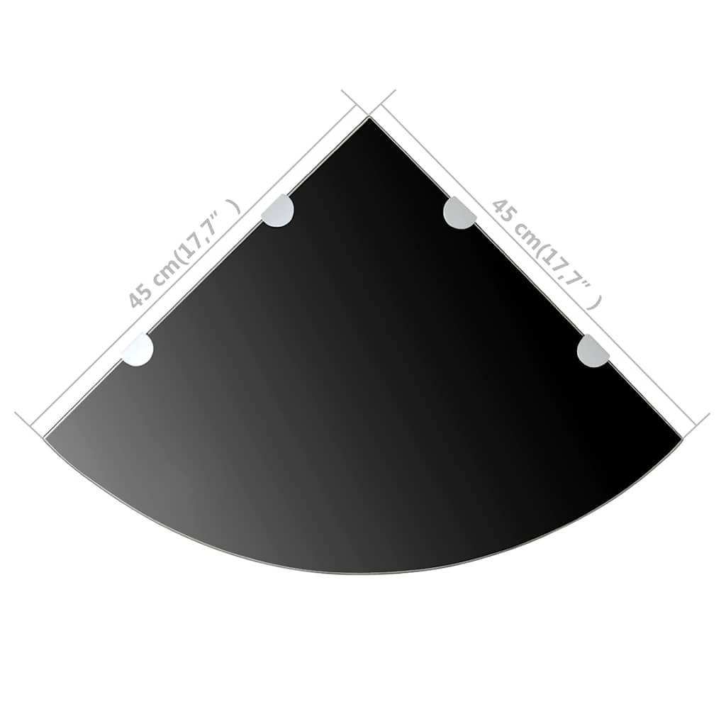 Corner Shelf | Black | Tempered Glass | Medium | Wall mounting