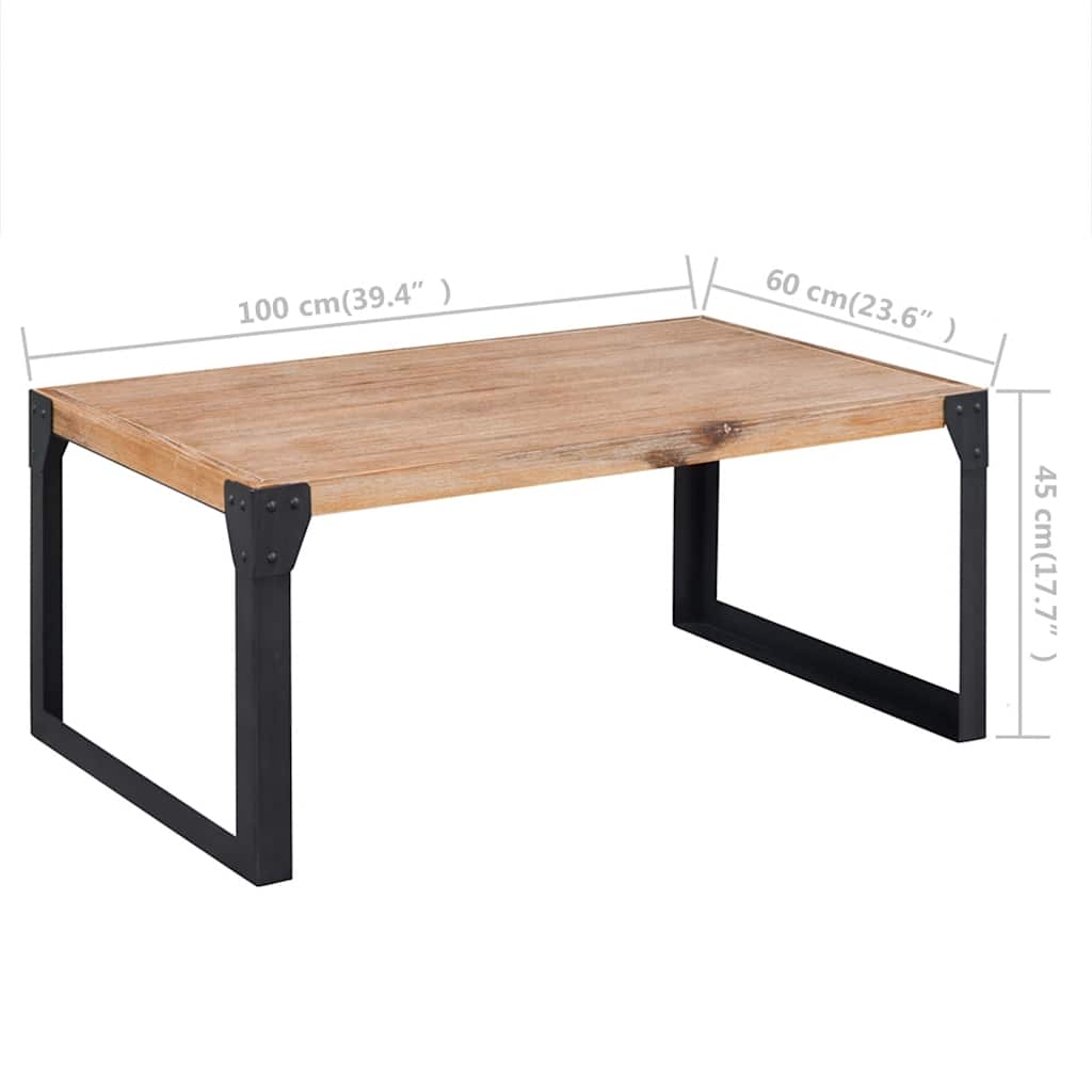 Coffee Table | Brown and Black | 100% solid acacia wood with steel legs