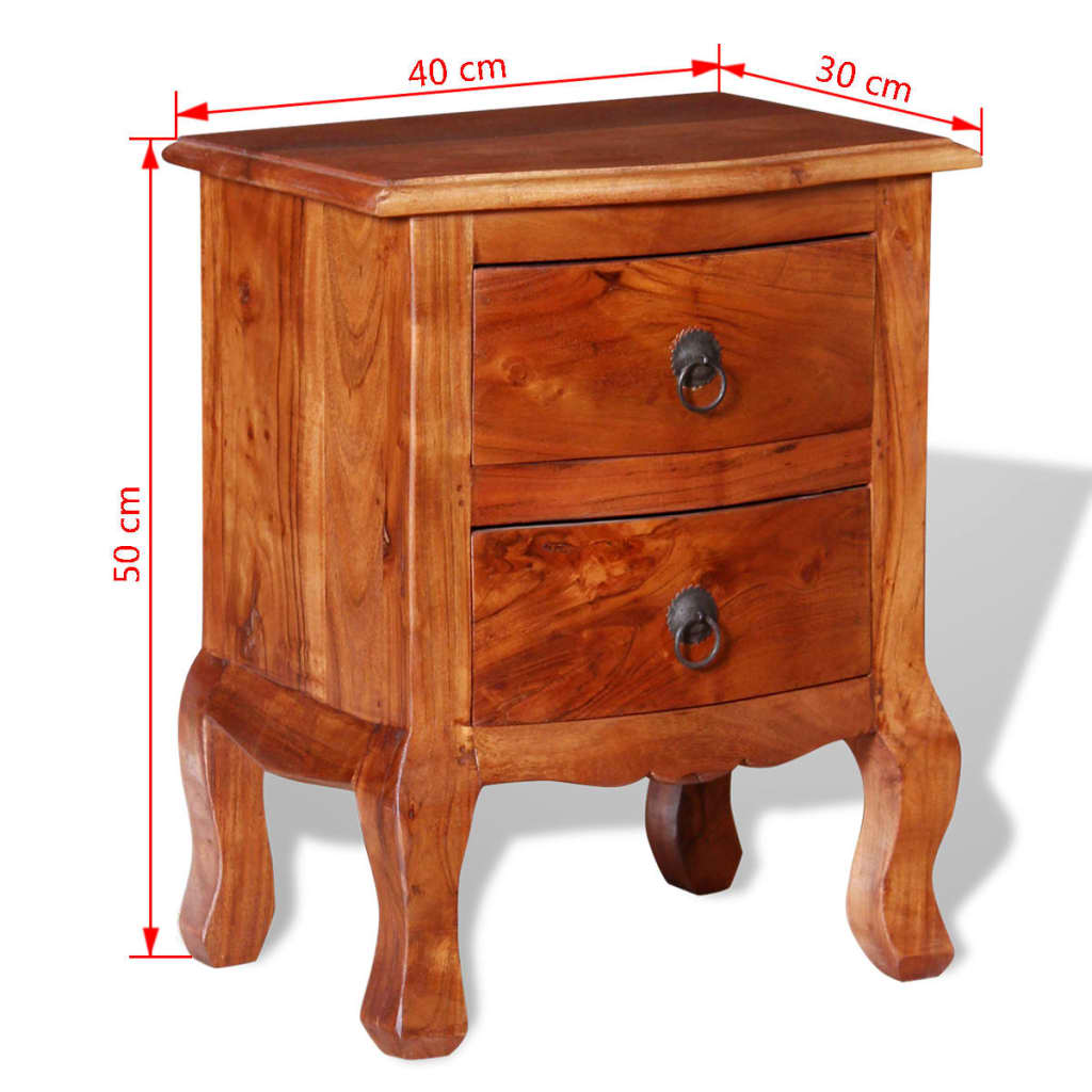 Nightstand | Set of 2 | Brown | Solid acacia wood | Medium | Nightstand