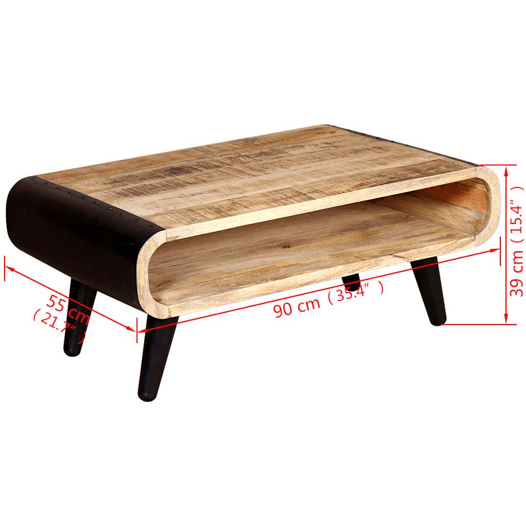 Coffee Table | Brown and black | Solid rough mango wood and iron | Medium