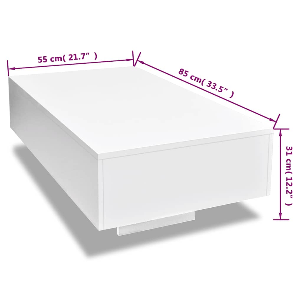 Coffee Table | High Gloss White | MDF with a high gloss finish
