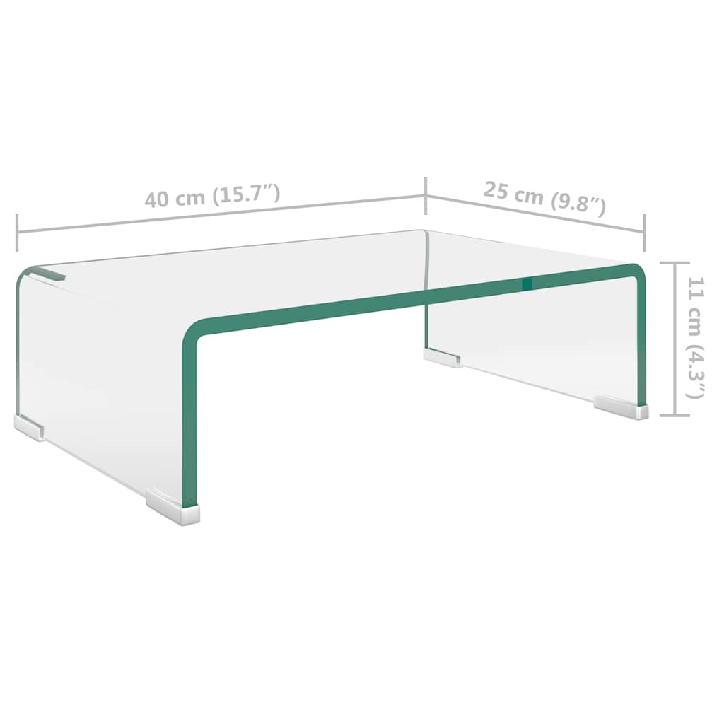TV Stand | Clear | Toughened Glass, Plastic | 40 x 25 x 11 cm | TV Stand