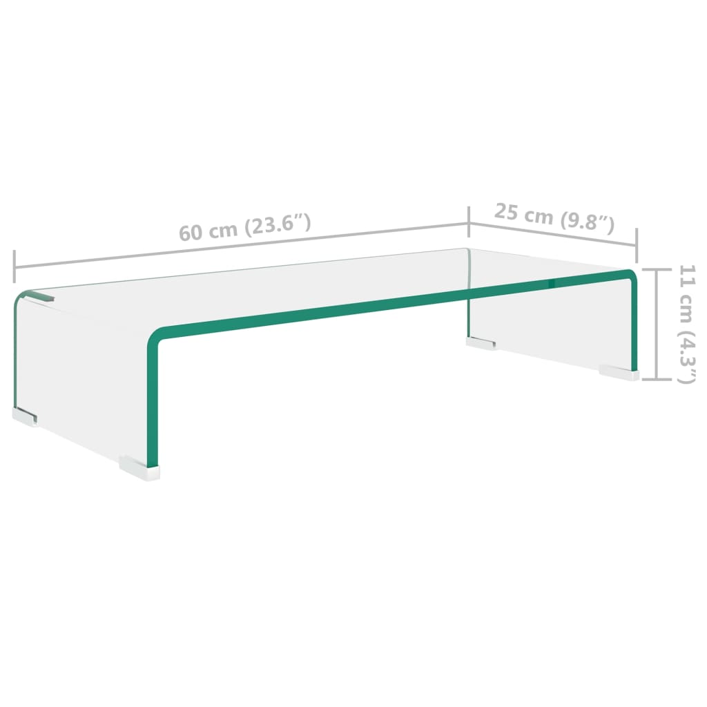 TV Stand/Monitor Riser Glass Clear 60x25x11 cm