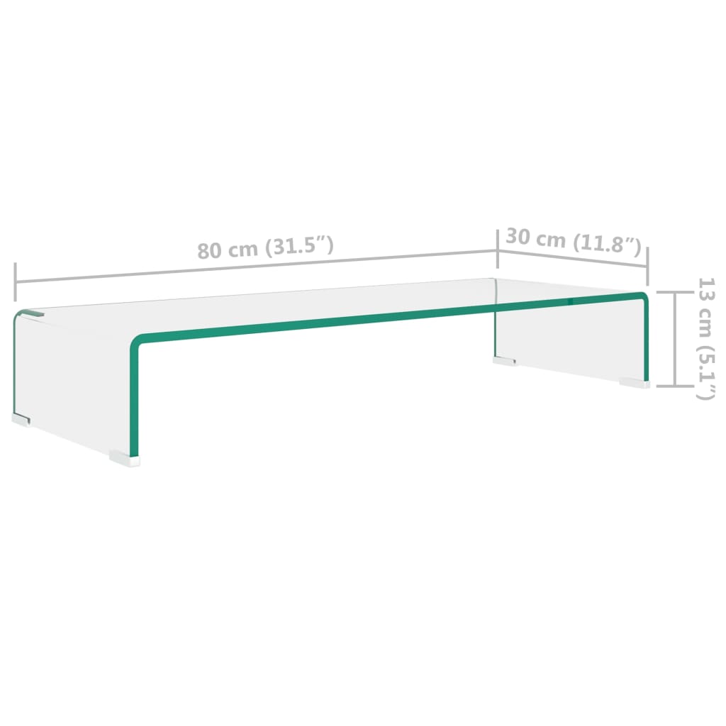 TV Cabinet | Clear | Tempered Glass | 80x30x13cm | Sleek | TV Cabinet