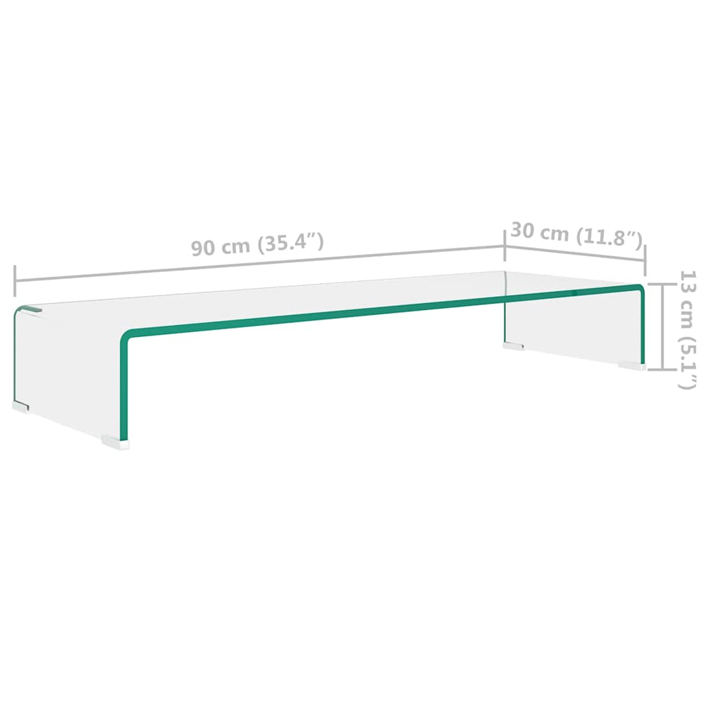 TV Stand | Clear | Tempered glass and plastic | 90 x 30 x 13 cm | Sleek