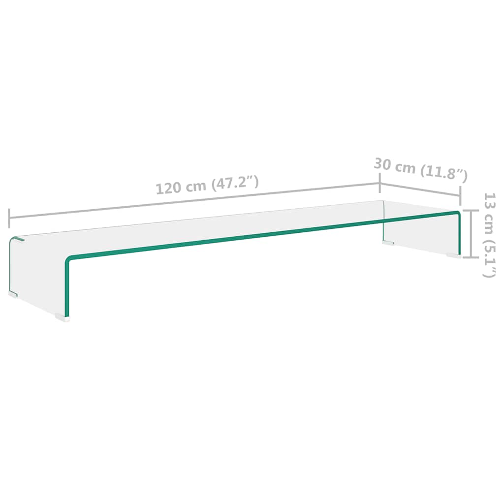 TV Cabinet | Clear | Tempered Glass | 120 cm x 30 cm x 13 cm | Sleek