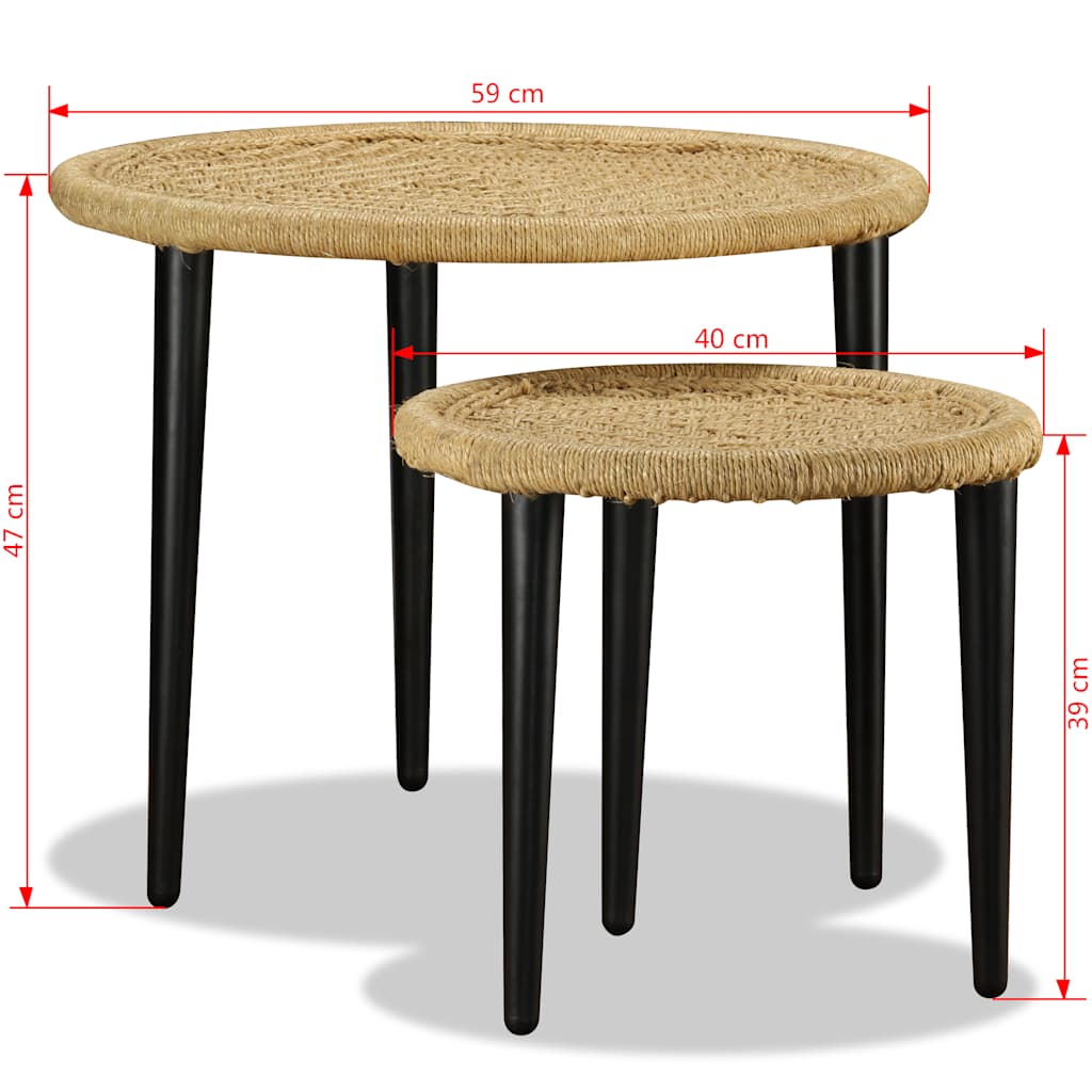 Coffee Table | Set of 2 | Natural Beige | Steel, Jute | One Size