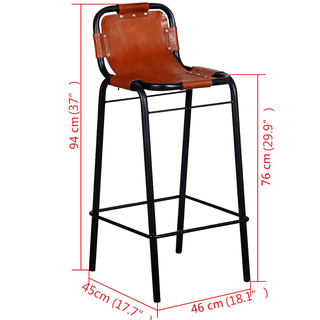Bar Stool | Set of 2 | brown and black
