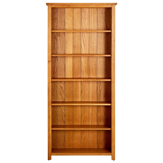 6-Tier Bookcase 31.5"x8.9"x70.9" Solid Oak Wood
