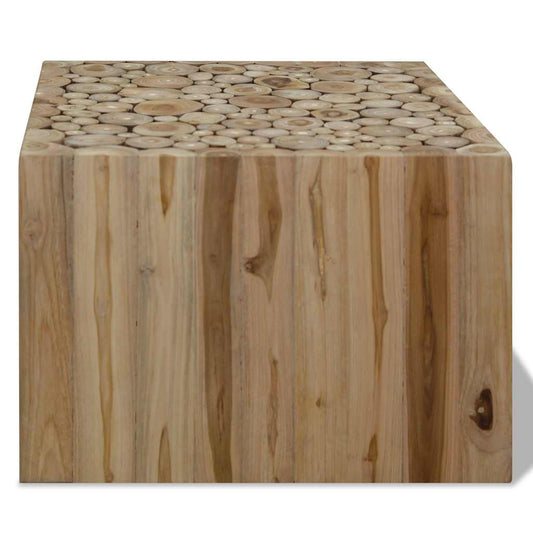 Coffee Table | Beige | Genuine teak wood | 50x50x35 cm | Durable