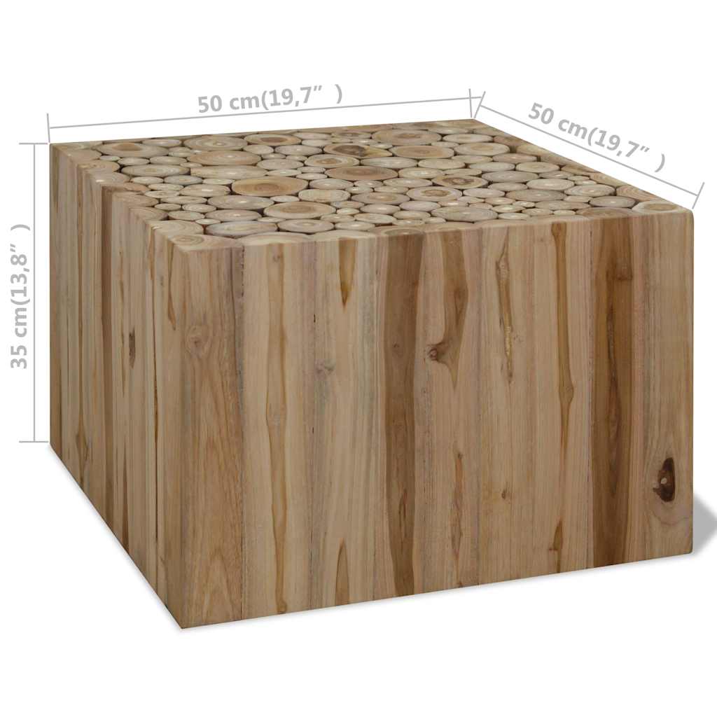 Coffee Table | Beige | Genuine teak wood | 50x50x35 cm | Durable