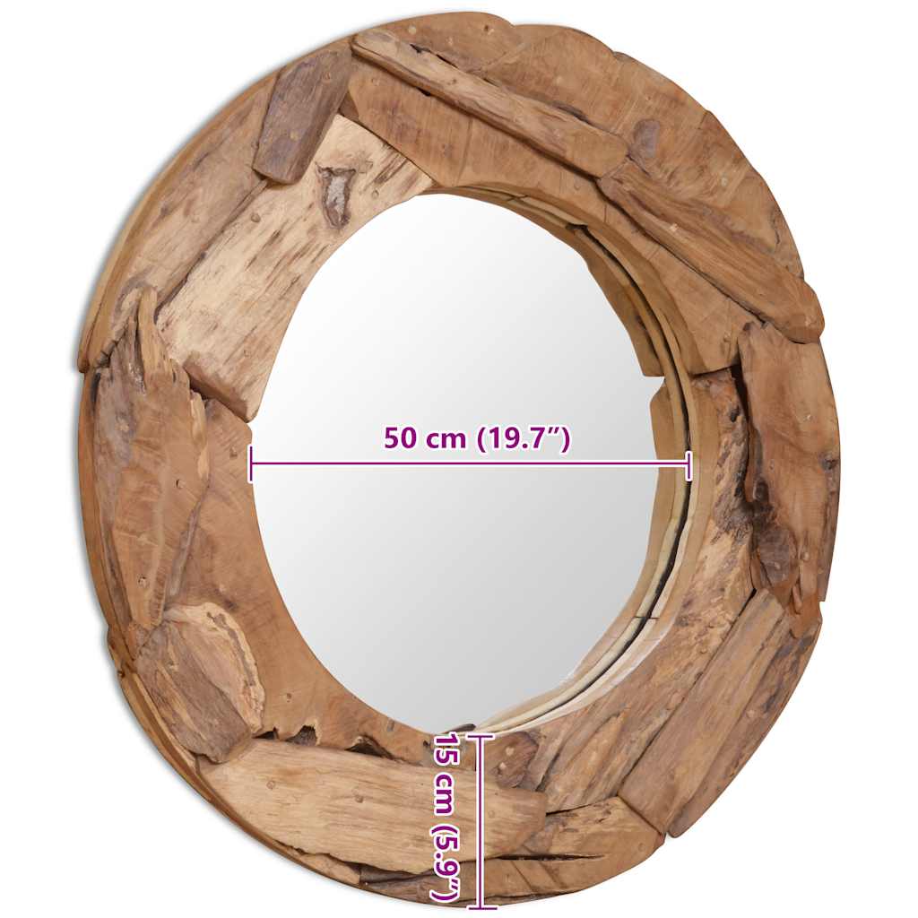 244561 vidaXL Decorative Mirror Teak 80 cm Round