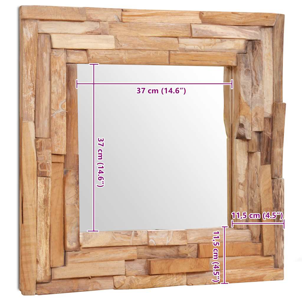 Decorative Mirror | Brown | Teak, Glass | Medium | Decorative Inlays