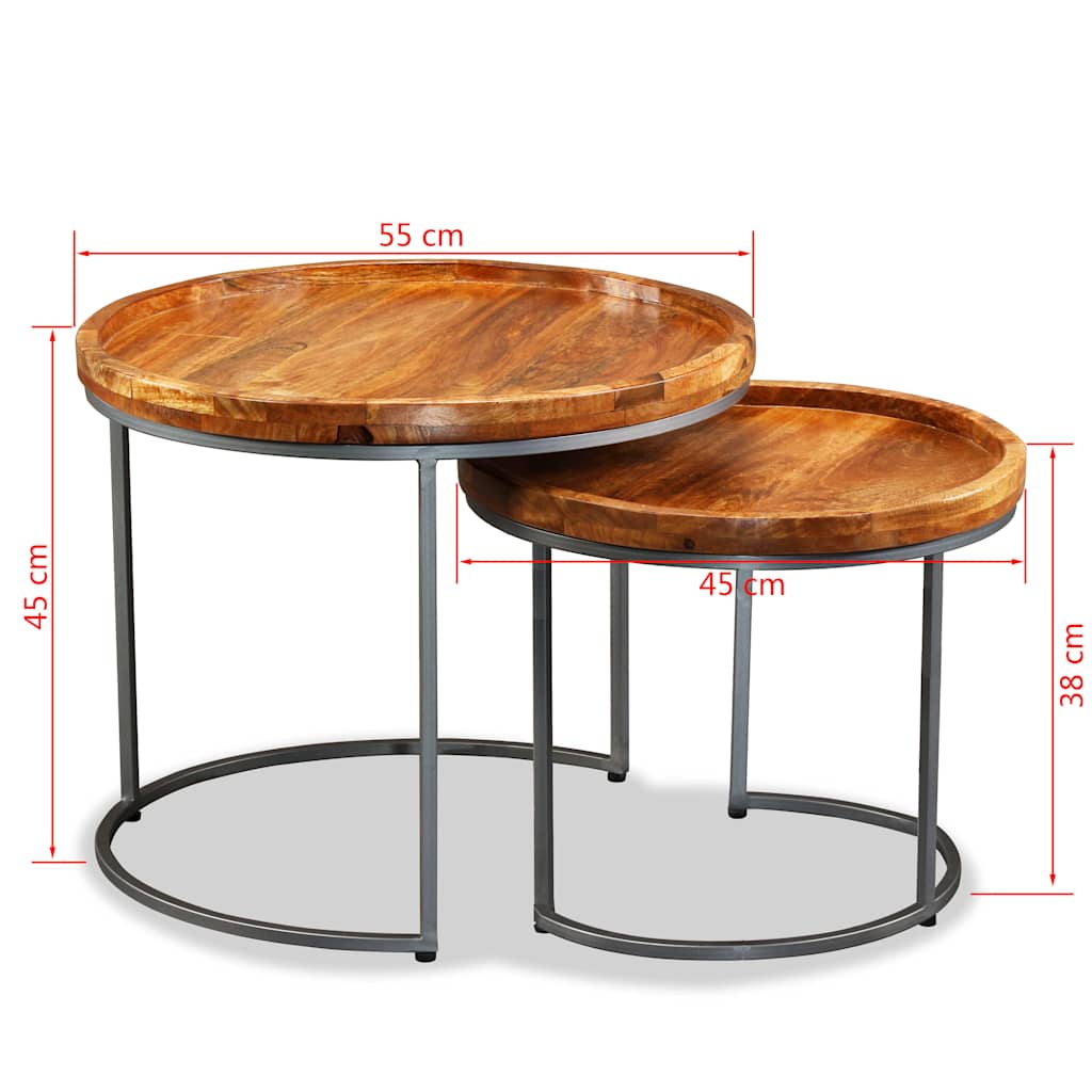 Side Table | Brown | Solid mango wood top, wrought iron legs