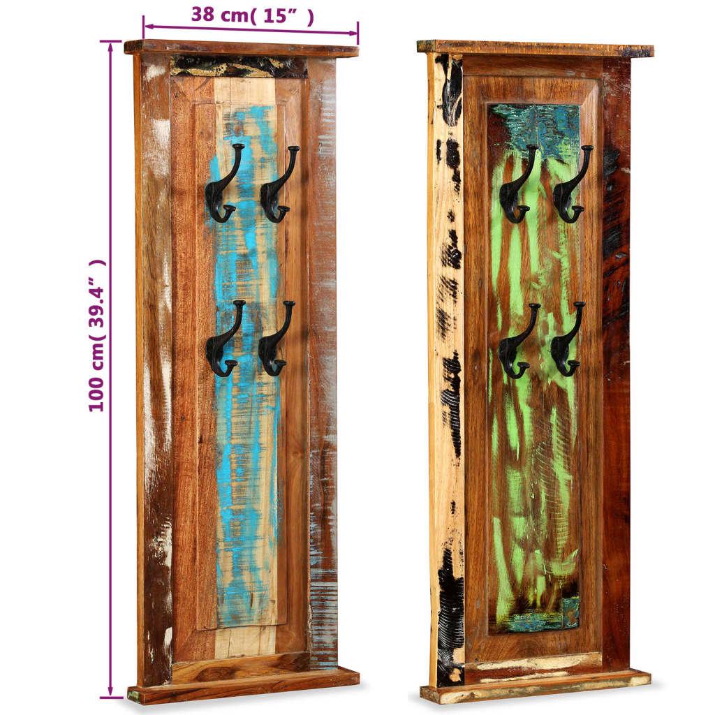 Coat Rack | Set of 2 | Multicolour | Solid reclaimed wood | Wall mounting