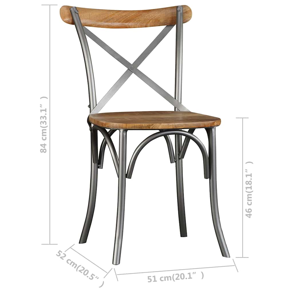Dining Chair | Set of 2 | Natural Wood | Solid Mango Wood | Standard