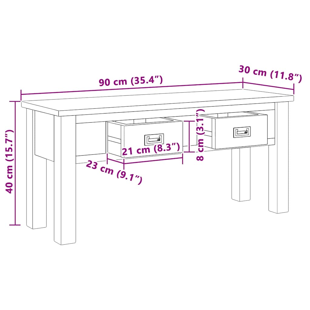 Hall Bench | Teak | Solid teak | 90 x 30 x 40 cm | Hall Bench
