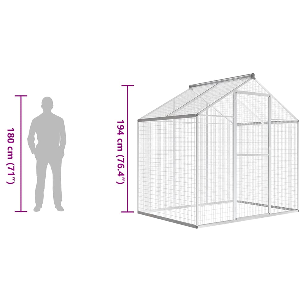 Outdoor Aviary | Silver | Aluminium | 178x122x194 cm | Sturdy | Aviary