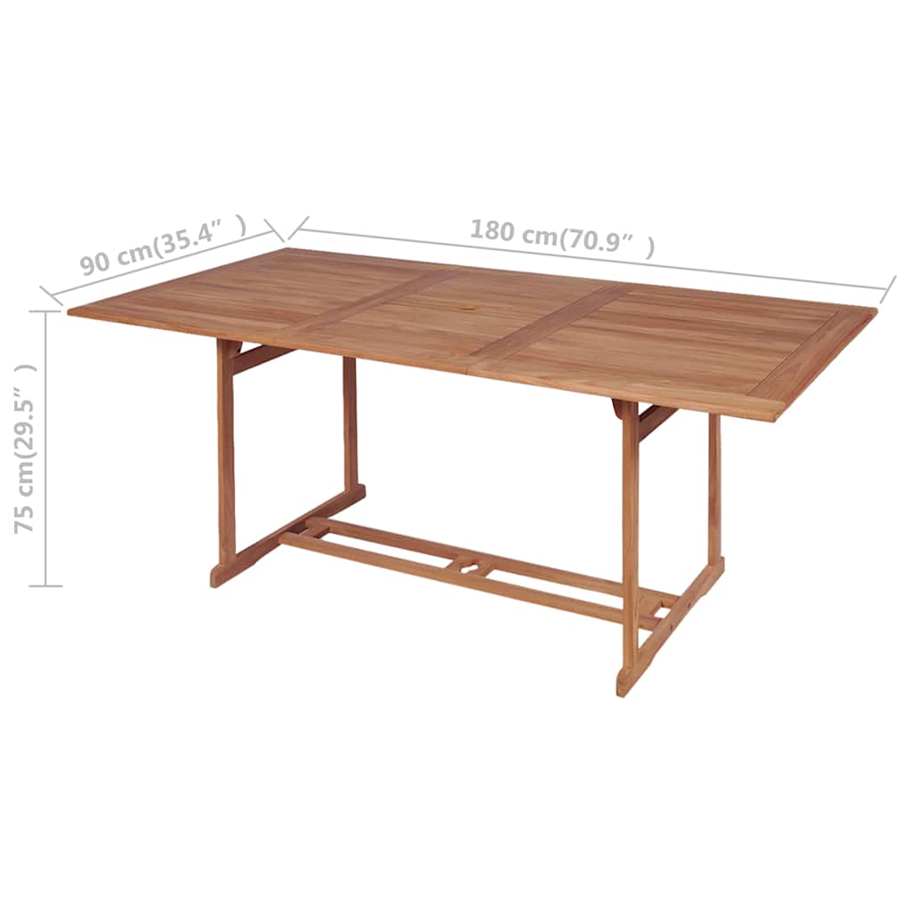 Dining Table | Warm Teak Brown | Fine sanded teak hardwood | 180x90x75 cm