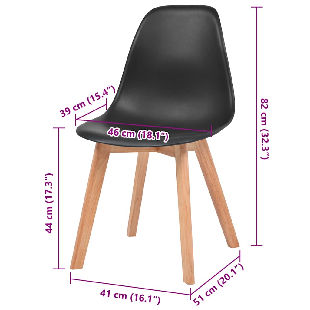 Dining Chair | Set of 4 | Black | Plastic seat | Standard | Durable