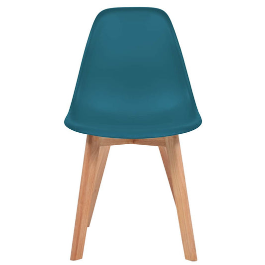 Dining Chair | Set of 2 | Turquoise | Plastic seat, Rubberwood legs