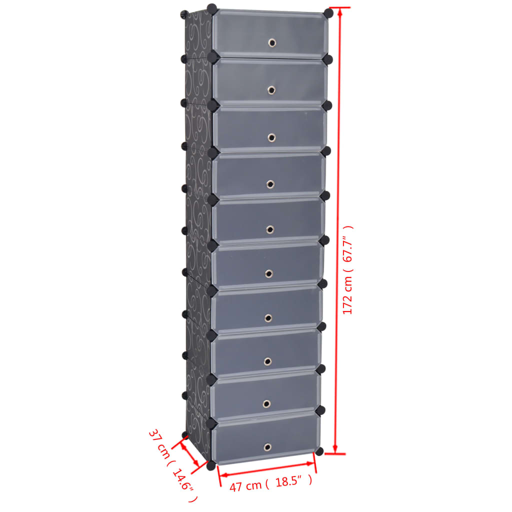 Shoe Organizer Black and white Plastic panels, Steel frames Large