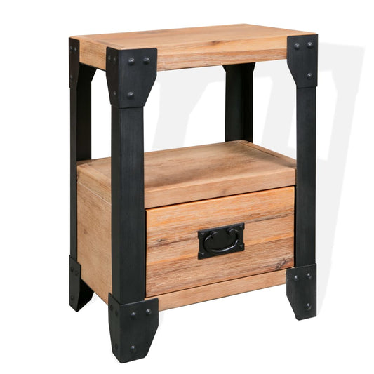 244993 vidaXL Nightstand Solid Acacia Wood Steel 40x30x54 cm