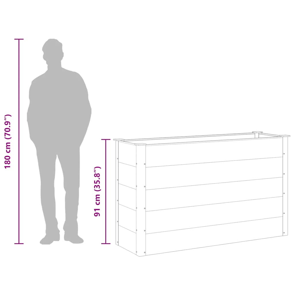 Garden Raised Bed | Grey | Wood-plastic composite | 150x50x91 cm