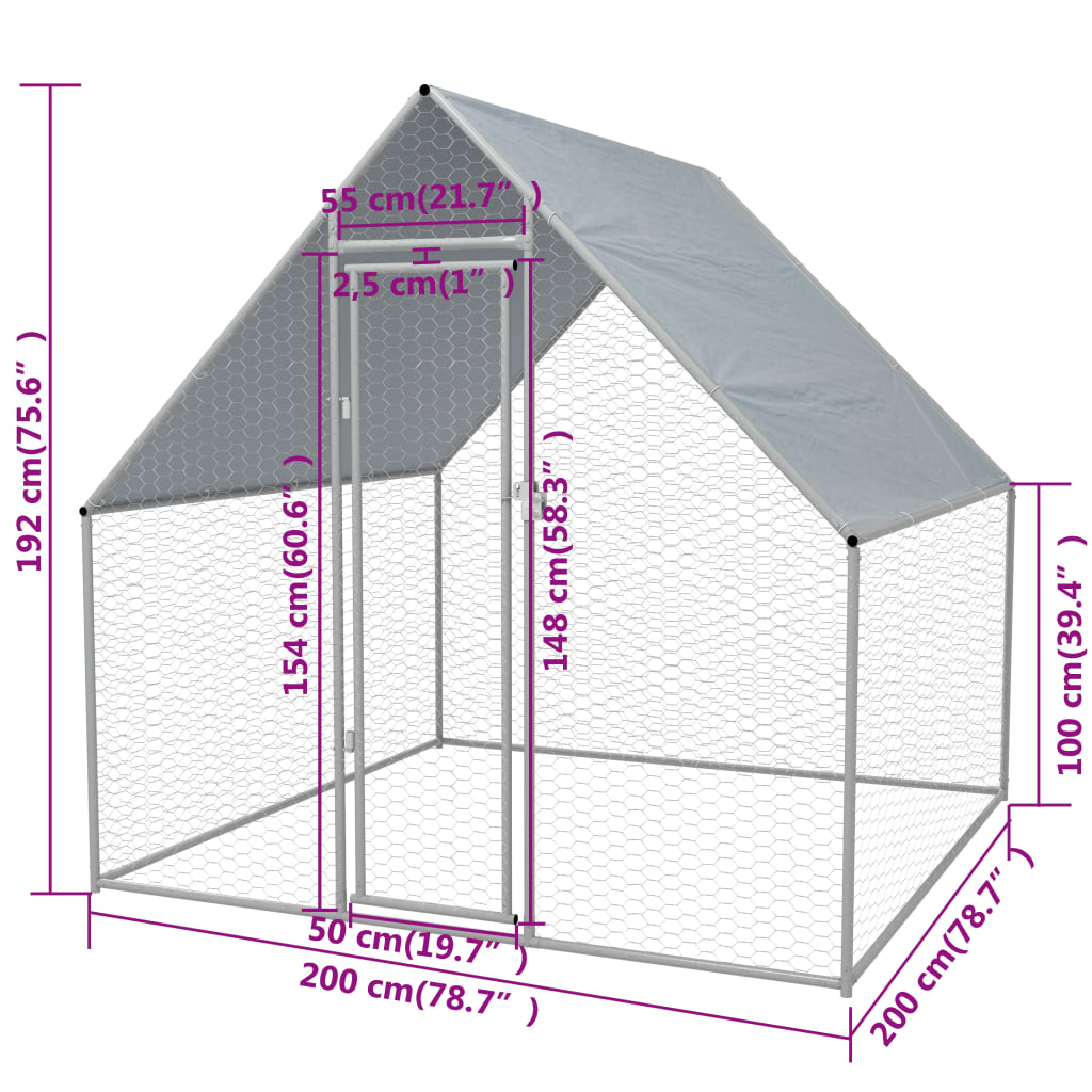 Chicken Cage | Silver frame, Grey roof