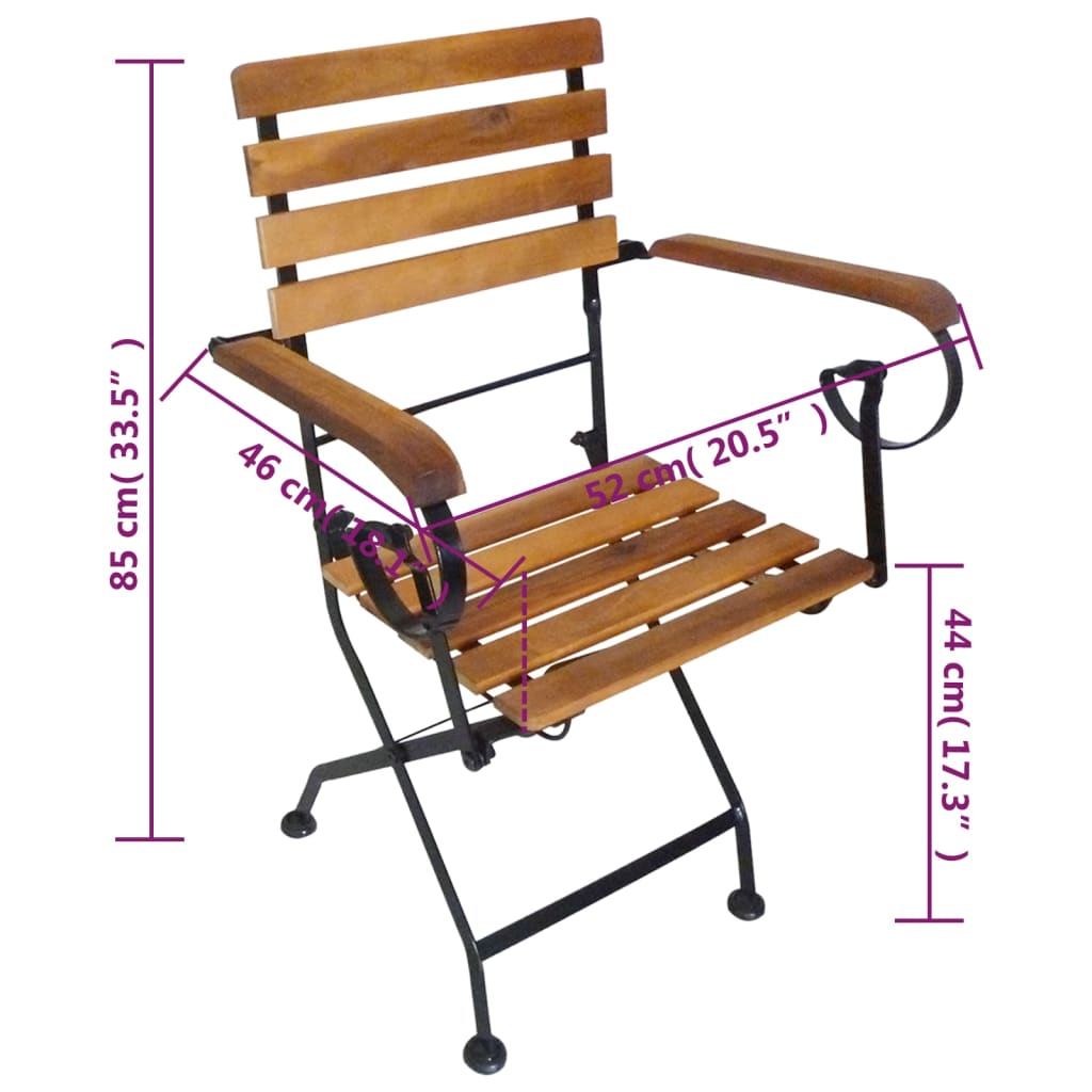 Folding Chair | Set of 2 | Brown and Black