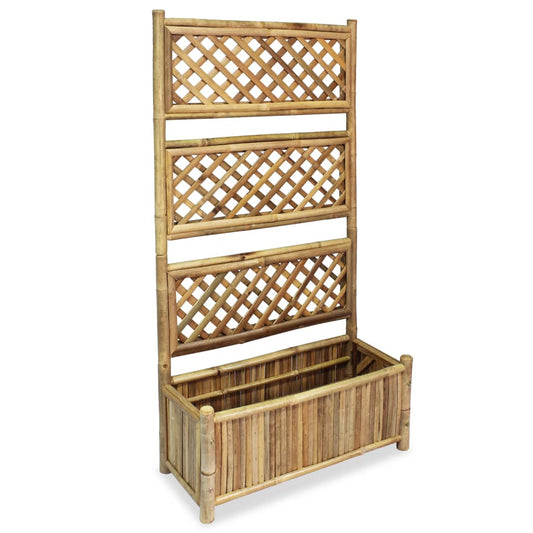 Garden Raised Bed | Natural Bamboo | 70x30x135 cm | Decorative Inlays